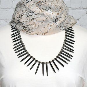 Black Turquoise Spike Necklace Set